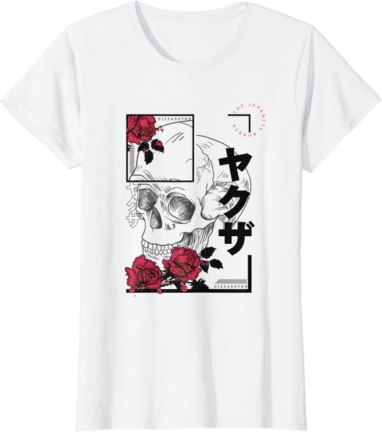 Japanese Aesthetic Vaporwave Sad Eboy Modern Urban Skull T-Shirt
