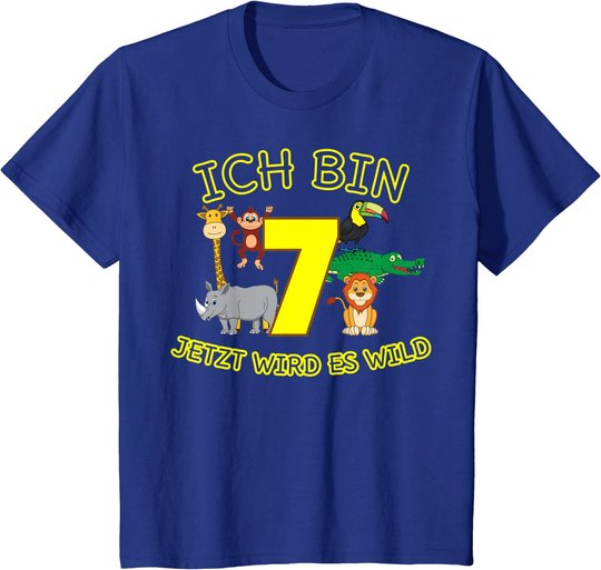 Kinder Zoo 7.Geburtstag Kind 7 Jahre Junge Mädchen Tiere Geschenk T-Shirt