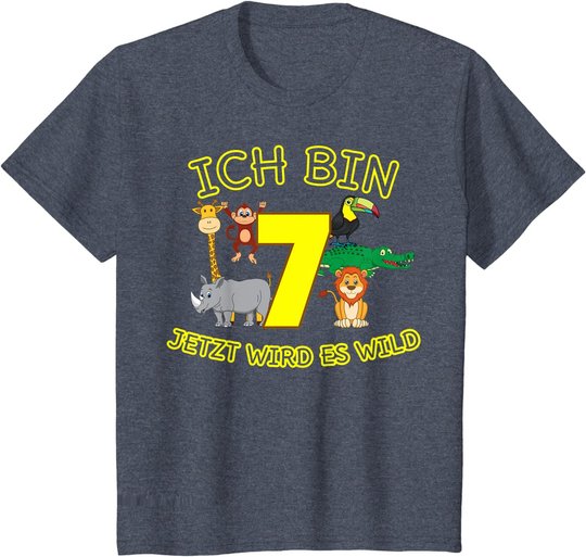Kinder Zoo 7.Geburtstag Kind 7 Jahre Junge Mädchen Tiere Geschenk T-Shirt