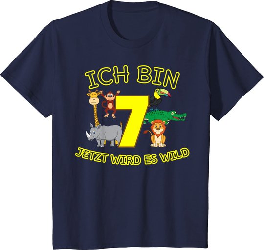 Kinder Zoo 7.Geburtstag Kind 7 Jahre Junge Mädchen Tiere Geschenk T-Shirt