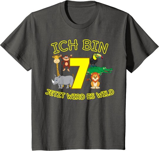Kinder Zoo 7.Geburtstag Kind 7 Jahre Junge Mädchen Tiere Geschenk T-Shirt