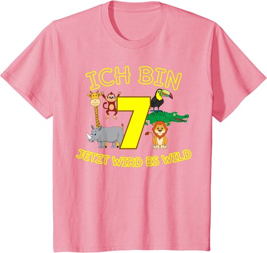 Kinder Zoo 7.Geburtstag Kind 7 Jahre Junge Mädchen Tiere Geschenk T-Shirt