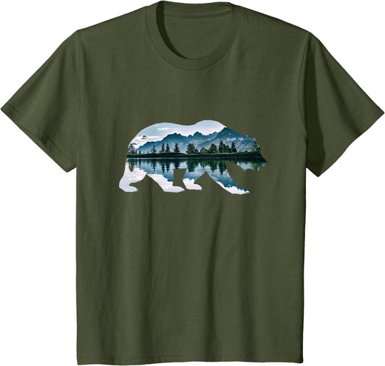 Bär Grizzly Braunbär Tiermotiv Wildnis Wald Winter Geschenk T-Shirt