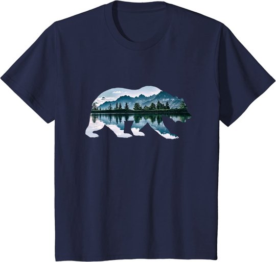 Bär Grizzly Braunbär Tiermotiv Wildnis Wald Winter Geschenk T-Shirt