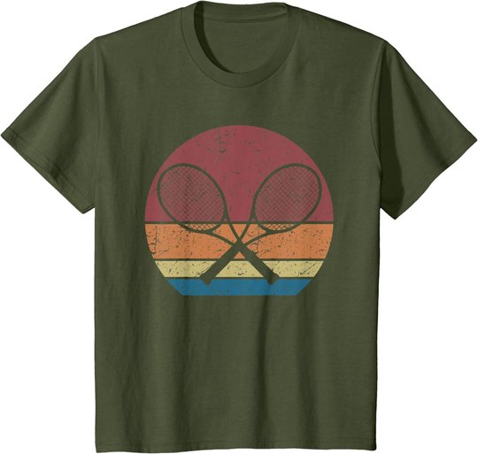 Tennisspieler Tennisschläger Retro Grafik T-Shirt
