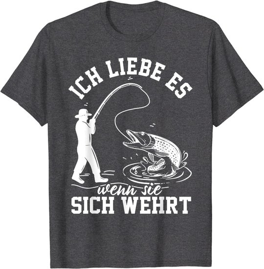 Herren Raubfisch angeln Hecht Lustiger Angler Spruch T-Shirt