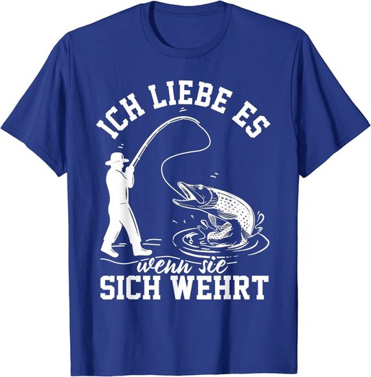 Herren Raubfisch angeln Hecht Lustiger Angler Spruch T-Shirt