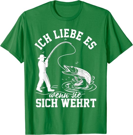 Herren Raubfisch angeln Hecht Lustiger Angler Spruch T-Shirt
