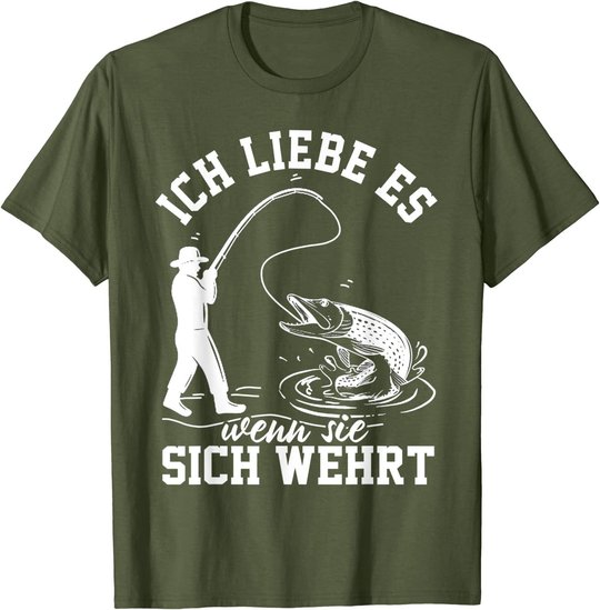 Herren Raubfisch angeln Hecht Lustiger Angler Spruch T-Shirt