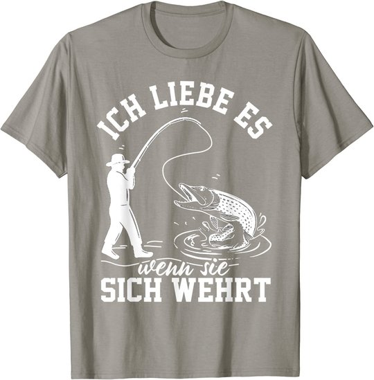 Herren Raubfisch angeln Hecht Lustiger Angler Spruch T-Shirt