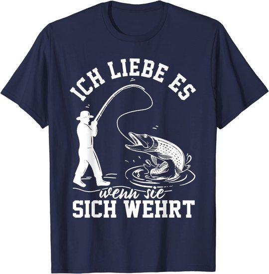 Herren Raubfisch angeln Hecht Lustiger Angler Spruch T-Shirt