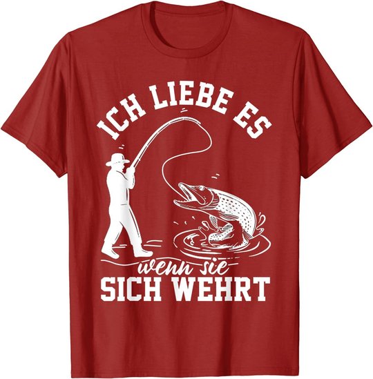Herren Raubfisch angeln Hecht Lustiger Angler Spruch T-Shirt