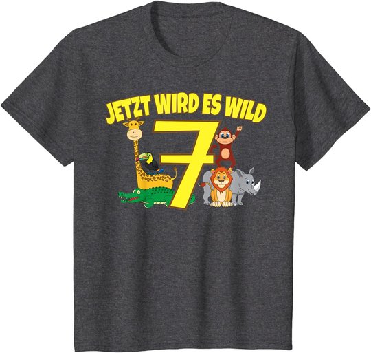 Kinder Zoo 7.Geburtstag Kind 7 Jahre Junge Mädchen Safari Geschenk T-Shirt