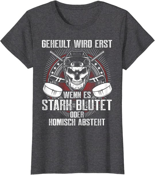 Lustiger Eishockey Totenkopf Skull Spruch Sport Geschenk T-Shirt
