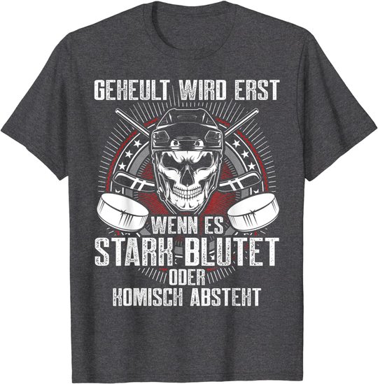 Lustiger Eishockey Totenkopf Skull Spruch Sport Geschenk T-Shirt