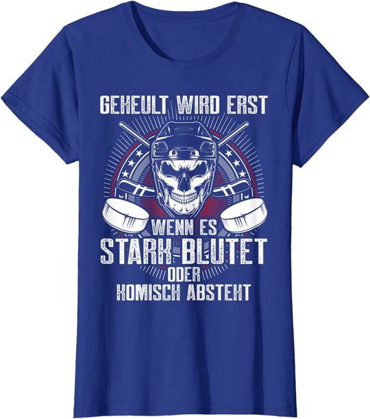 Lustiger Eishockey Totenkopf Skull Spruch Sport Geschenk T-Shirt