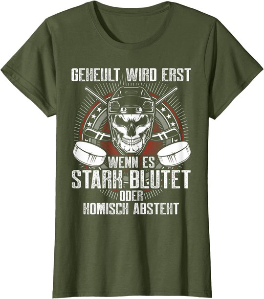 Lustiger Eishockey Totenkopf Skull Spruch Sport Geschenk T-Shirt