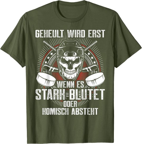 Lustiger Eishockey Totenkopf Skull Spruch Sport Geschenk T-Shirt