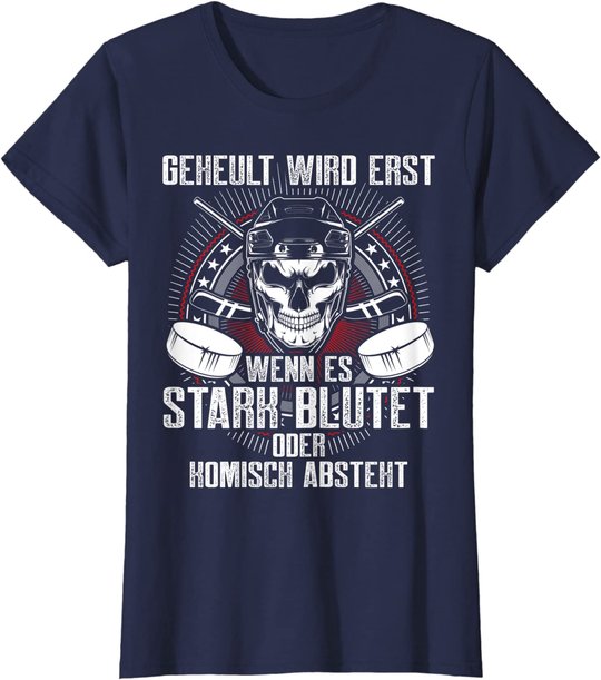 Lustiger Eishockey Totenkopf Skull Spruch Sport Geschenk T-Shirt