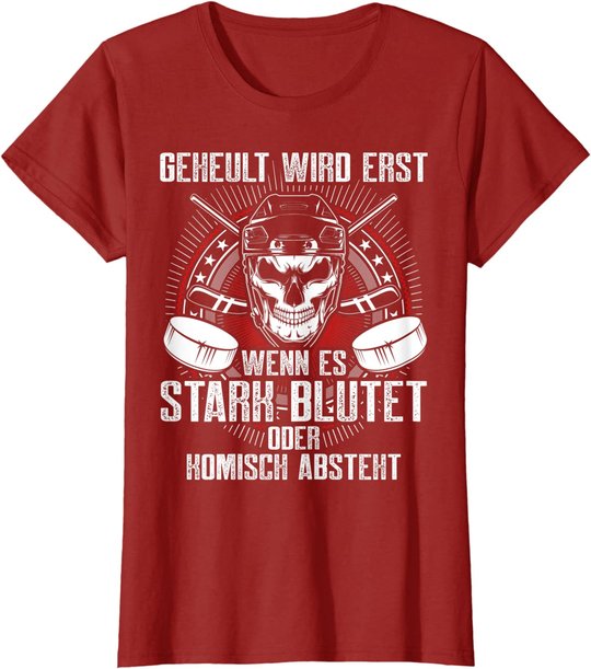 Lustiger Eishockey Totenkopf Skull Spruch Sport Geschenk T-Shirt