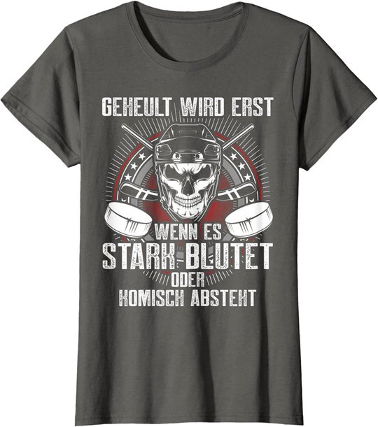 Lustiger Eishockey Totenkopf Skull Spruch Sport Geschenk T-Shirt