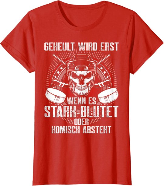 Lustiger Eishockey Totenkopf Skull Spruch Sport Geschenk T-Shirt