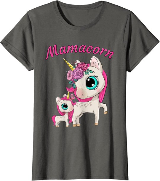 Damen Mamacorn Damen Anime Cartoon Mutter & Tochter Einhorn T-Shirt