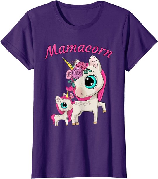 Damen Mamacorn Damen Anime Cartoon Mutter & Tochter Einhorn T-Shirt