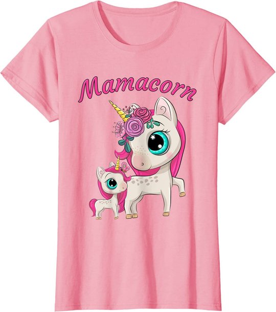 Damen Mamacorn Damen Anime Cartoon Mutter & Tochter Einhorn T-Shirt