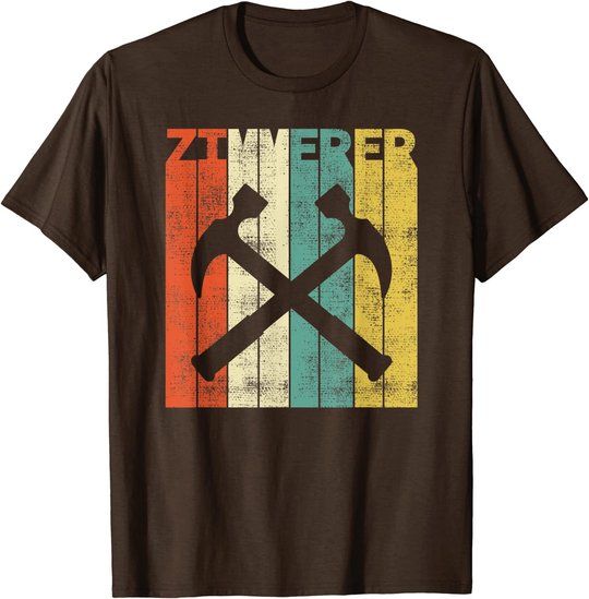 Herren Retro Zimmerer Dach Handwerker Zimmermann Geschenke T-Shirt