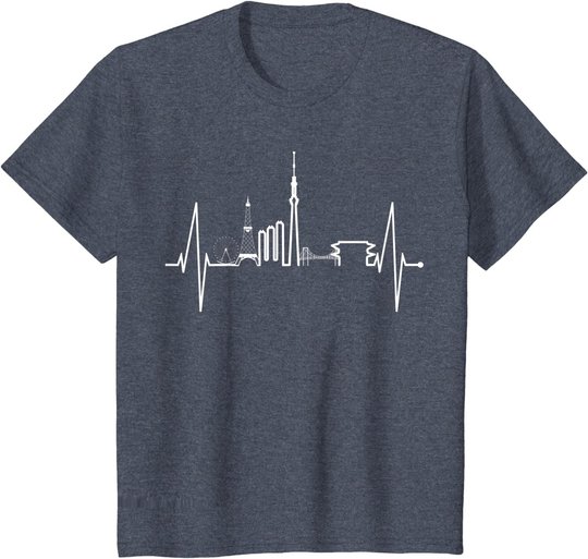 Tokio Skyline Herzschlag Japan Fan Souvenir I Love Tokyo T-Shirt