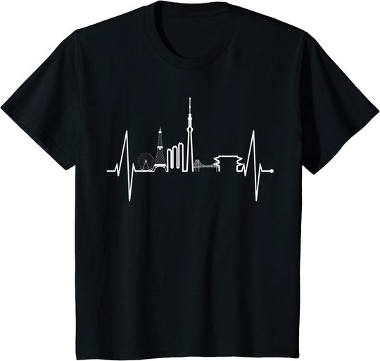 Tokio Skyline Herzschlag Japan Fan Souvenir I Love Tokyo T-Shirt