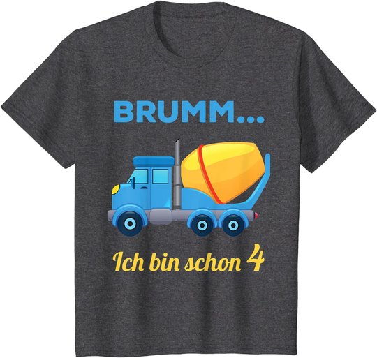 Kinder 4. Geburtstag Jungen 4 Jahre 4-jährig Betonmischer Geschenk T-Shirt