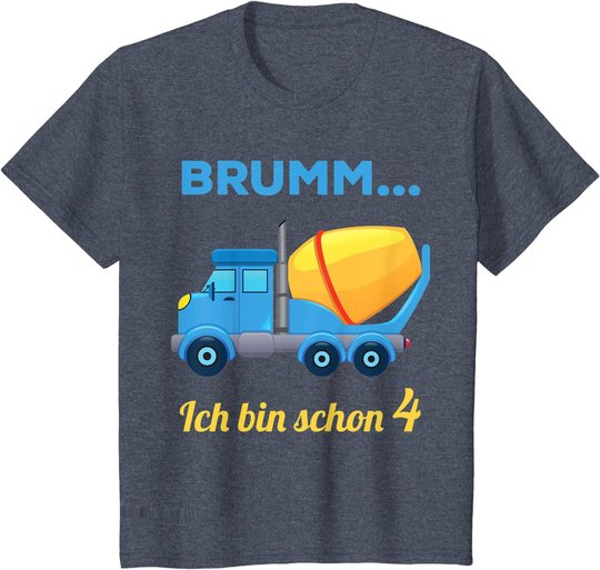 Kinder 4. Geburtstag Jungen 4 Jahre 4-jährig Betonmischer Geschenk T-Shirt