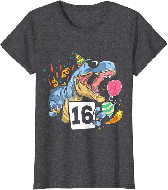 Dinosaurier 16. Geburtstag Jungen Mädchen 16 Jahre Dino T-Shirt