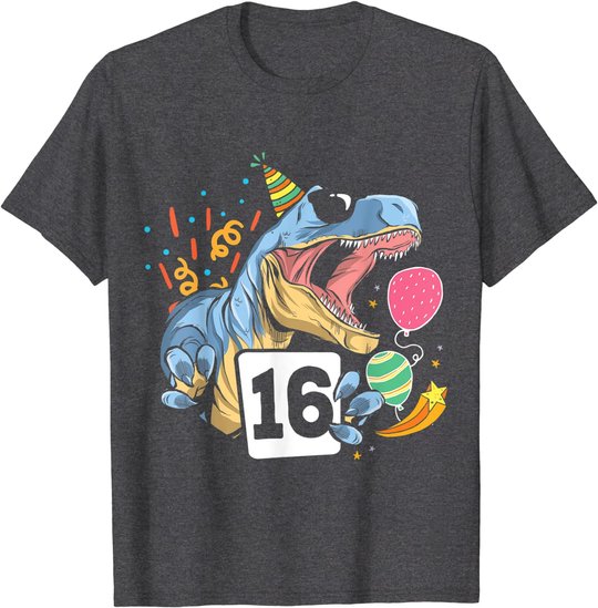 Dinosaurier 16. Geburtstag Jungen Mädchen 16 Jahre Dino T-Shirt