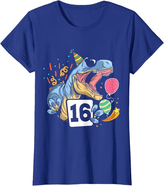 Dinosaurier 16. Geburtstag Jungen Mädchen 16 Jahre Dino T-Shirt