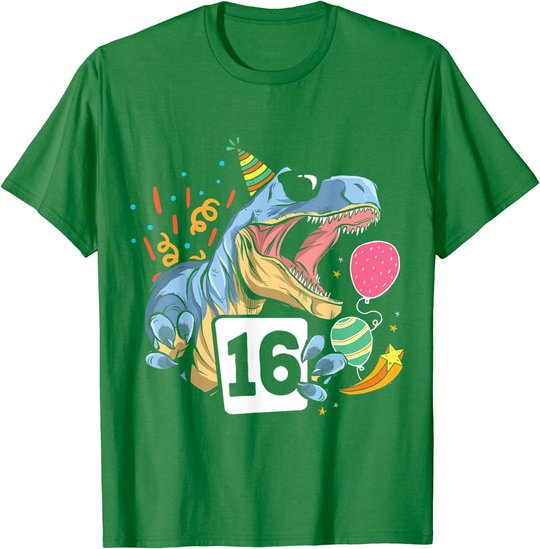 Dinosaurier 16. Geburtstag Jungen Mädchen 16 Jahre Dino T-Shirt