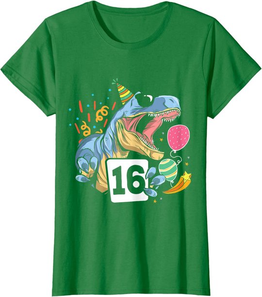Dinosaurier 16. Geburtstag Jungen Mädchen 16 Jahre Dino T-Shirt