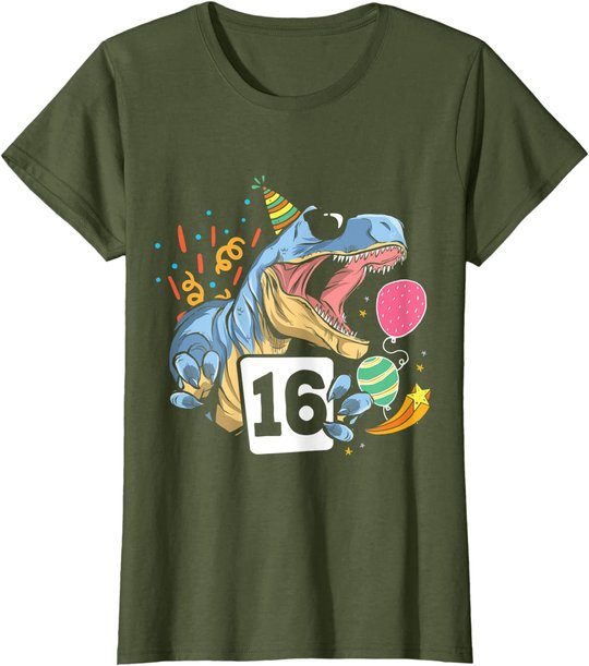 Dinosaurier 16. Geburtstag Jungen Mädchen 16 Jahre Dino T-Shirt