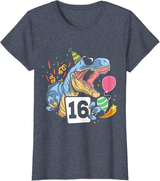 Dinosaurier 16. Geburtstag Jungen Mädchen 16 Jahre Dino T-Shirt