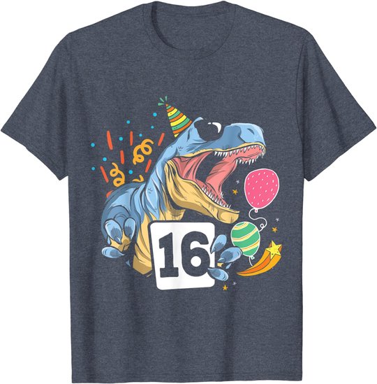 Dinosaurier 16. Geburtstag Jungen Mädchen 16 Jahre Dino T-Shirt