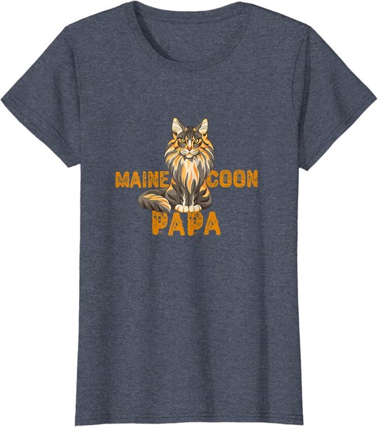 Maine Coon Papa Katzenliebhaber Katzenfreunde Geschenkidee T-Shirt