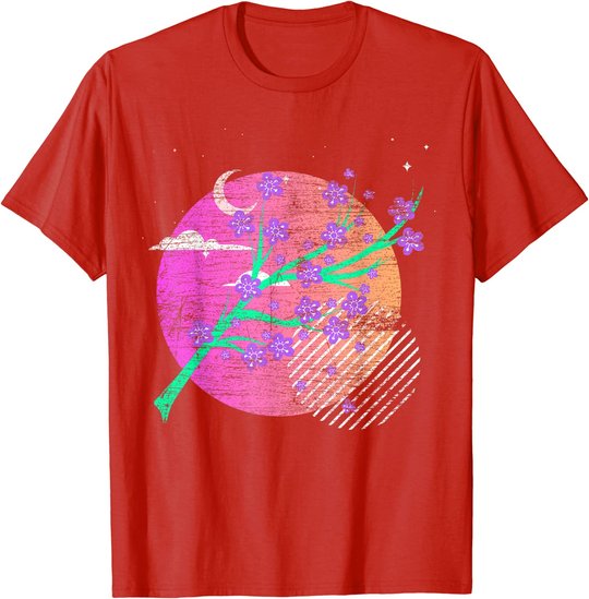 Synthwave Sakura Vaporwave Japan Kirschblüten T-Shirt