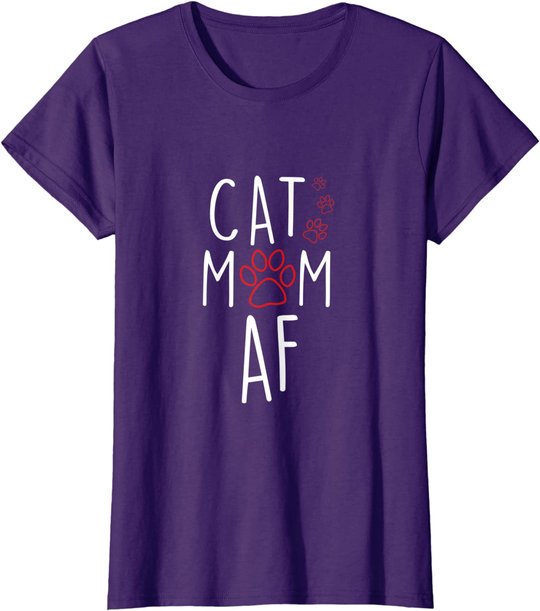 Damen Funny Cat Mom AF Crazy Cat Lady Meme T-Shirt