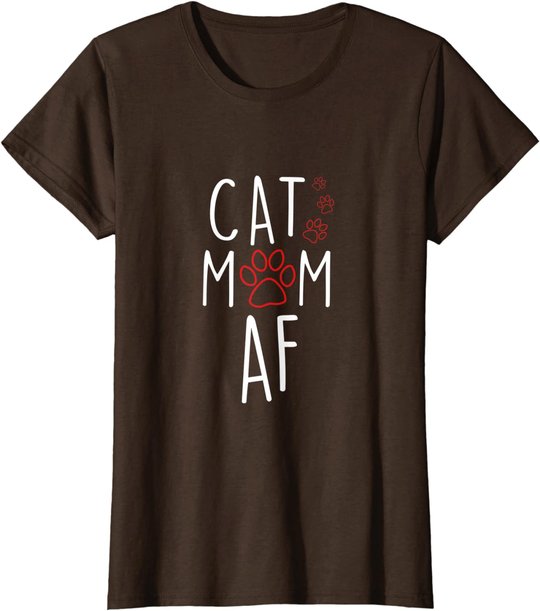 Damen Funny Cat Mom AF Crazy Cat Lady Meme T-Shirt