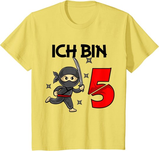 Kinder 5. Geburtstag Junge Mädchen Ninja Samurai 5 Jahre Geschenk T-Shirt