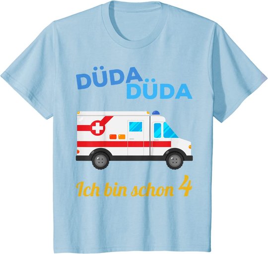 Kinder 4. Geburtstag 4-jähriger Junge 4 Jahre Krankenwagen Geschenk T-Shirt
