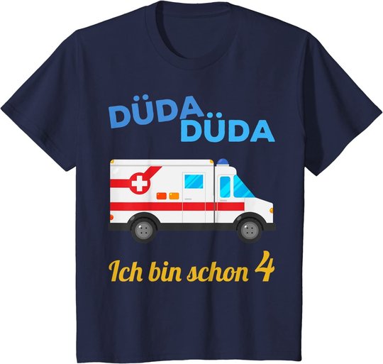Kinder 4. Geburtstag 4-jähriger Junge 4 Jahre Krankenwagen Geschenk T-Shirt