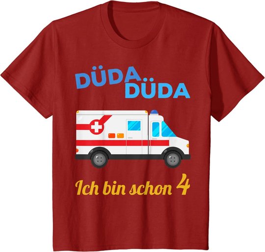 Kinder 4. Geburtstag 4-jähriger Junge 4 Jahre Krankenwagen Geschenk T-Shirt
